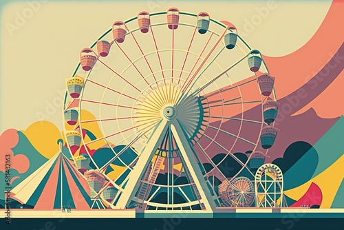 Ferris wheel ride at a theme park wallpaper