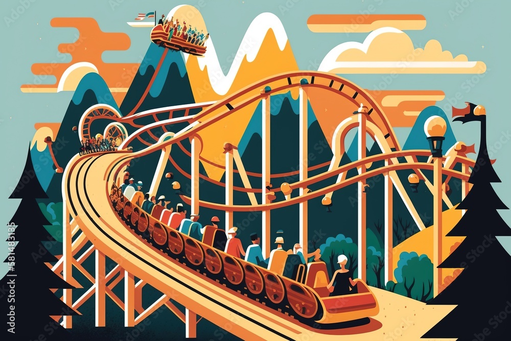 Roller coaster ride at a theme park wallpaper Generative AI Stock ...
