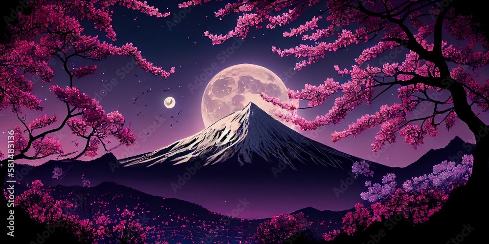 Mount Fuji and cherry blossoms which are viewed from Japan landscape Mount Fuji and cherry blossoms which are viewed from Japan landscape