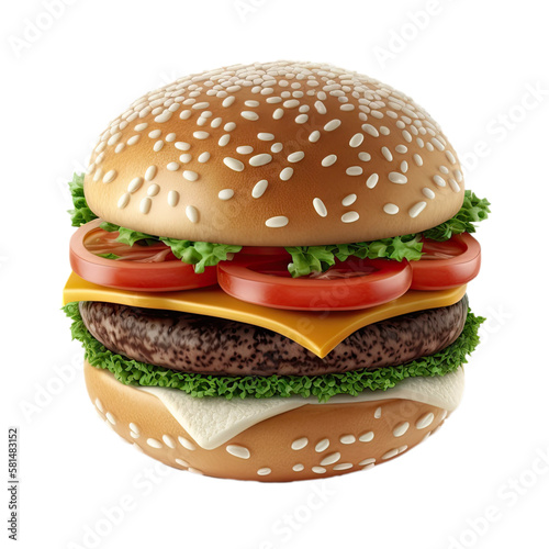 hamburger isolated on white  ai generated