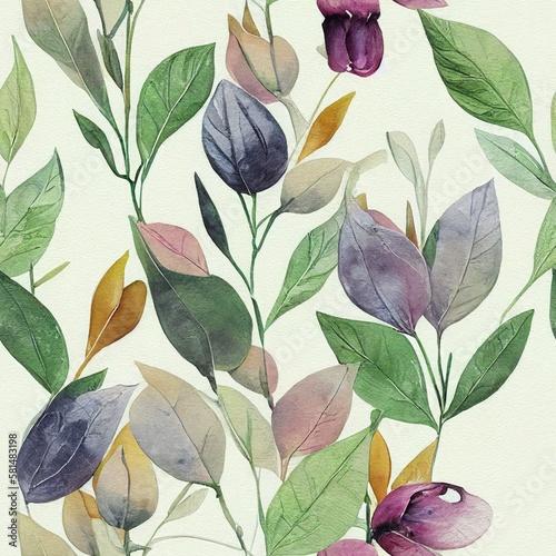 Watercolor Botanicals  Seamless Patterns and Textures  GENERATIVE AI