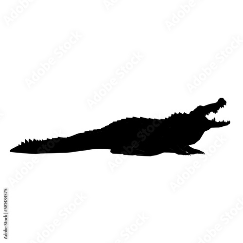 Silhouette di coccodrillo alligatore caimano con fauci aperte photo