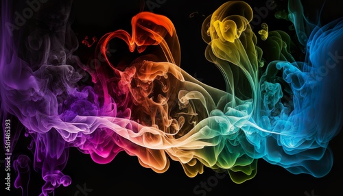 Abstract colored smoke on a dark background  smoky vape colored background generative by AI