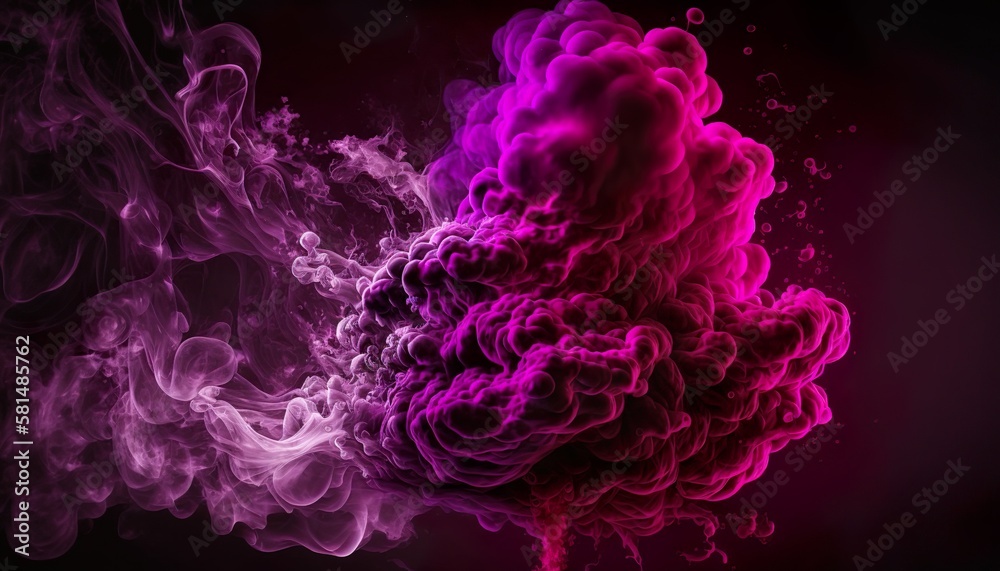Obraz premium Abstract colored smoke on a dark background, smoky vape colored background generative by AI