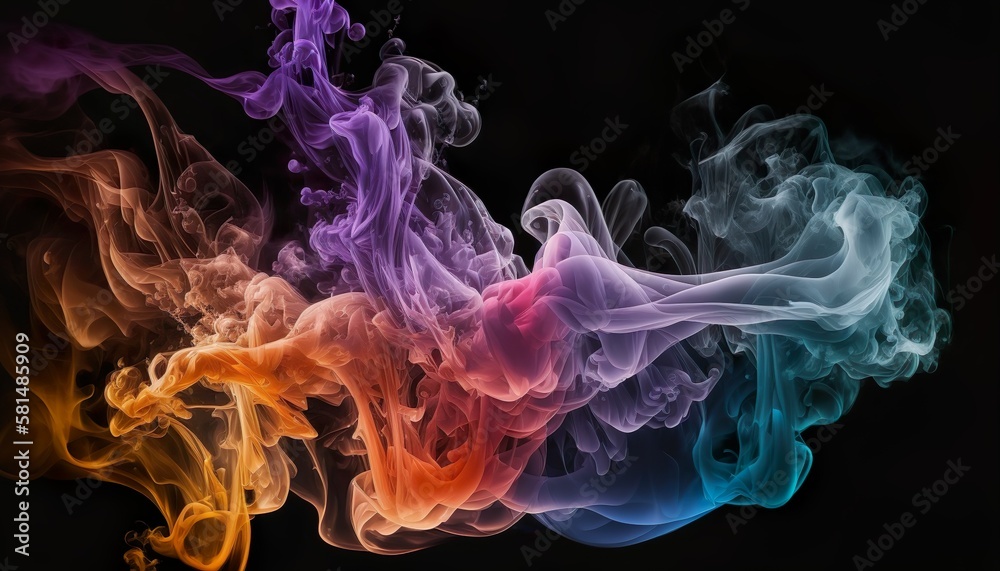 Abstract colored smoke on a dark background, smoky vape colored background generative by AI Abstract colored smoke on a dark background, smoky vape colored background generative by AI