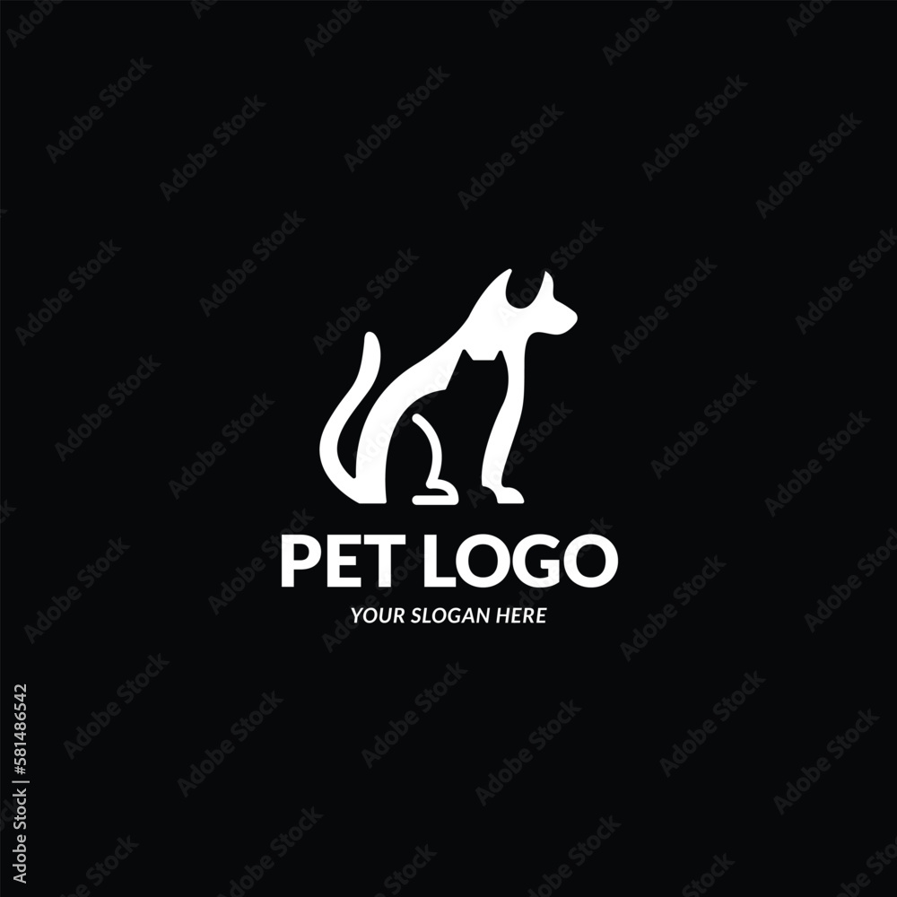 cat and dog pet logo