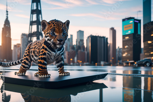Obraz na płótnie tiger in the city w salonie