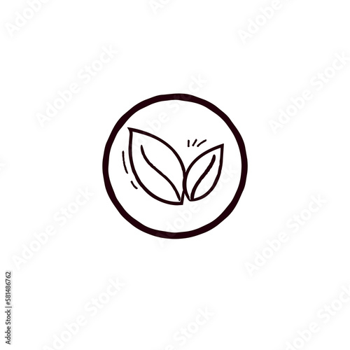 Plant-Based Icon, Natural Icon, Botanical Icon. Vector with hand-drawn touch. Vector with hand-drawn touch.