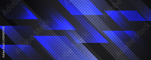 3D blue black techno abstract background overlap layer on dark space with lines effect decoration. Modern graphic design element motion style for banner, flyer, card, brochure cover, or landing page