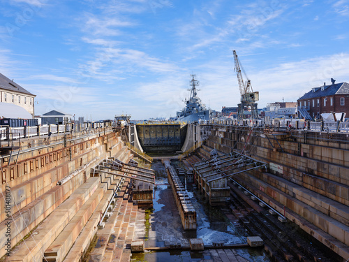 Slika na platnu Dry Dock for large Navy ships at the Boston Harbor Docks