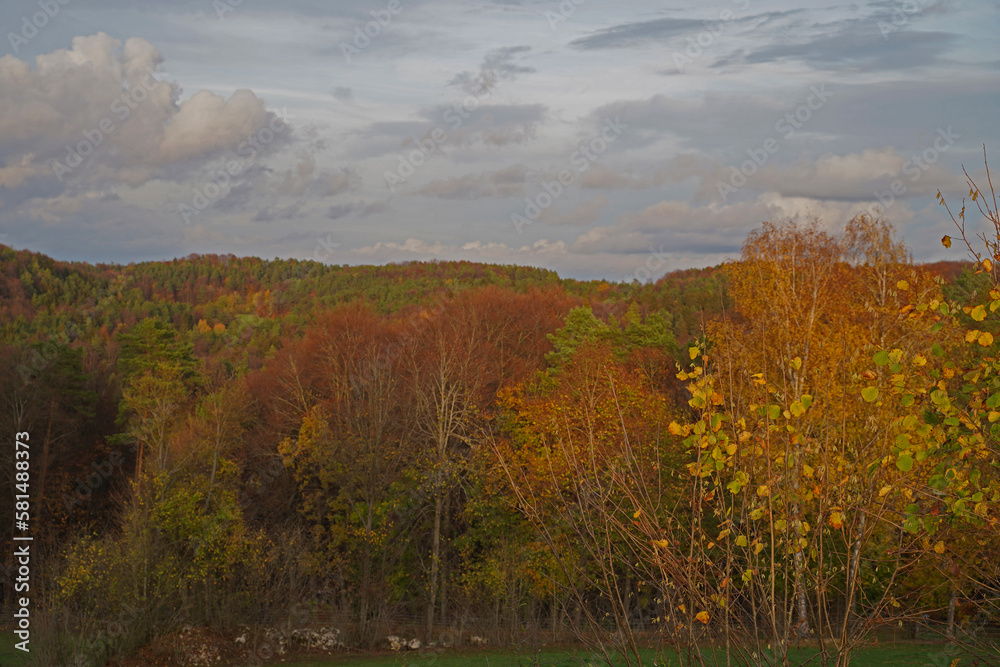 Fototapeta premium Sunset in late autumn near Riesenburg