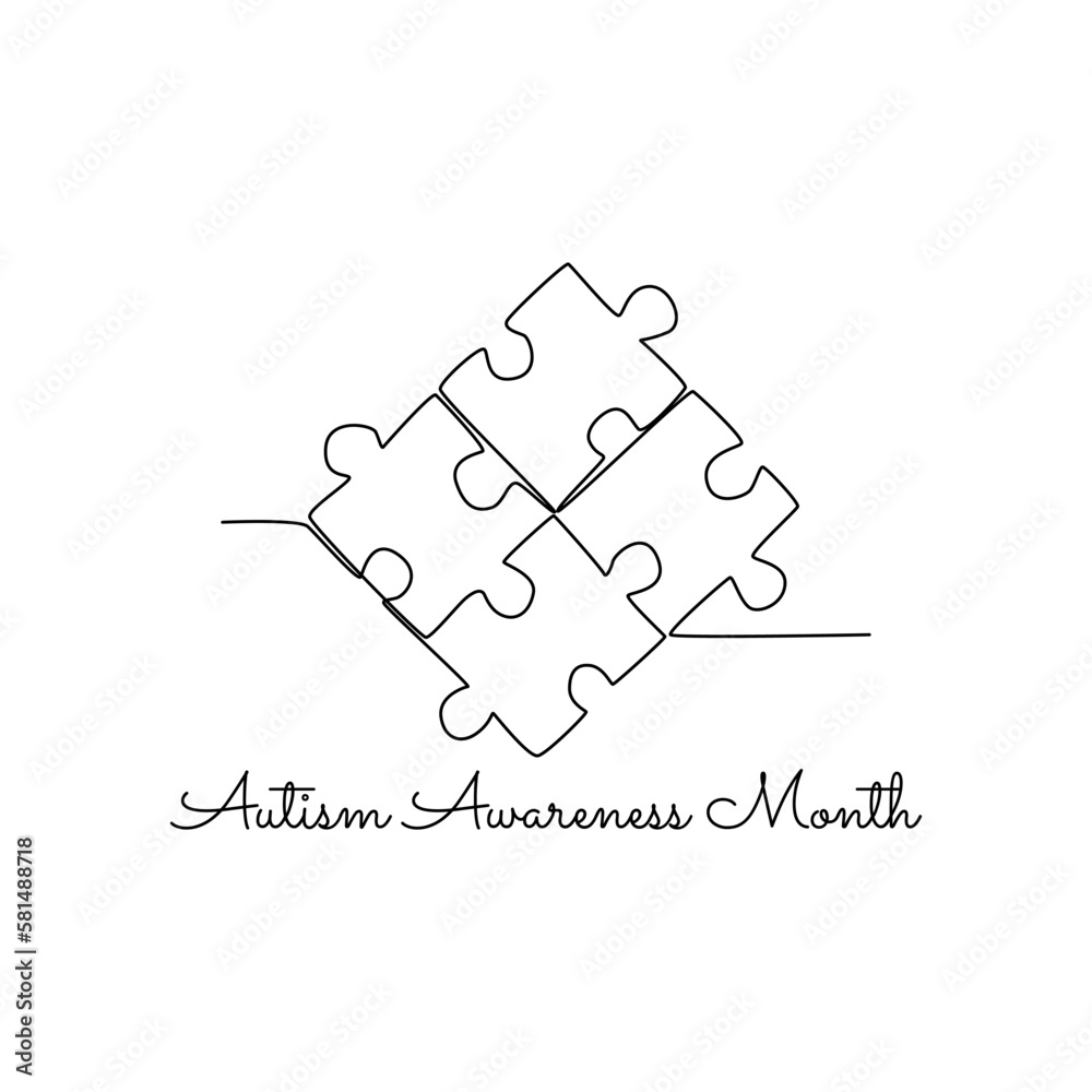 single line art of autism awareness month good for autism awareness month celebrate. line art. illustration.