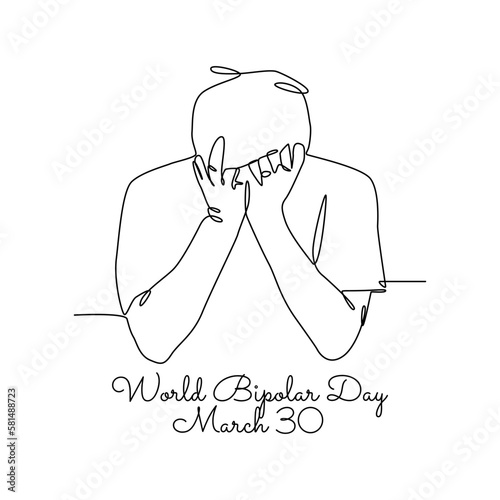 single line art of world bipolar day good for world bipolar day celebrate. line art. illustration.