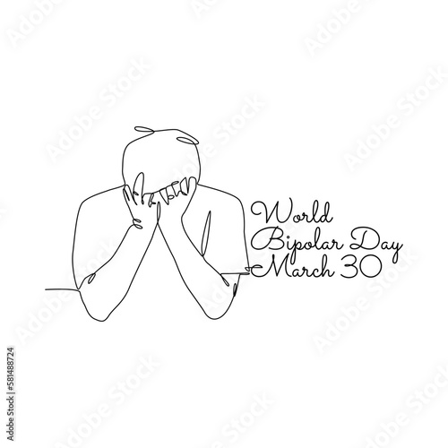 single line art of world bipolar day good for world bipolar day celebrate. line art. illustration.