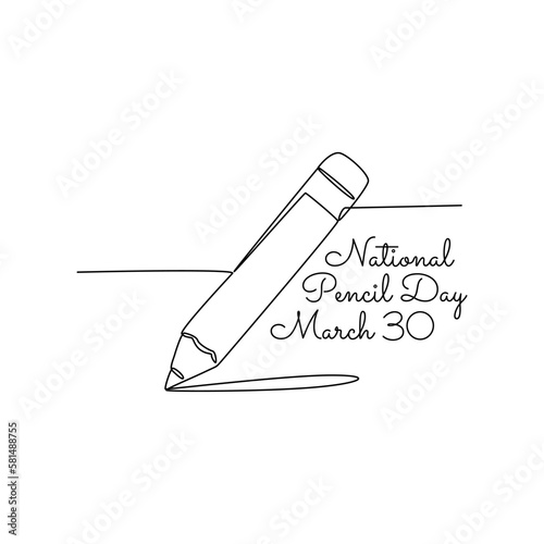 single line art of national pencil day good for national pencil day celebrate. line art. illustration.