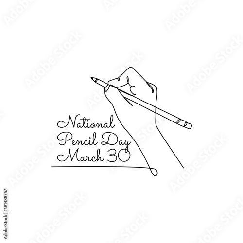 single line art of national pencil day good for national pencil day celebrate. line art. illustration.