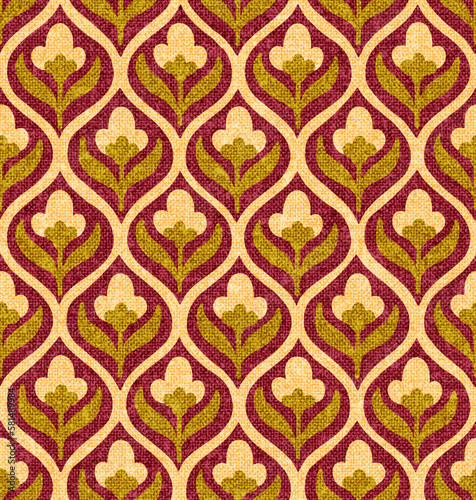 Seamless floral pattern. Grunge texture with fabric imitation. Vector illustration.