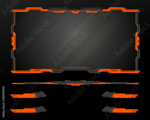 Game gui screen live stream overlay webcam panel template for video broadcast