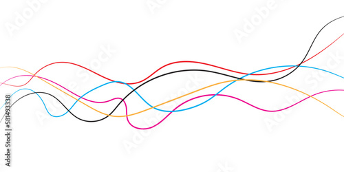 Abstract background with colorful wavy lines. Voice sound wave liens and audio technology background.