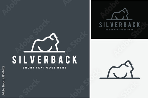Silver Back Silverback Gorilla Apes King Kong Forest Jungle Wildlife Line Art Logo Design