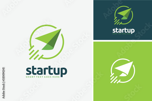 Circular Line with Paper Plane for Global Startup Project or Aircraft Airline Airplane Aviation Logo Design
