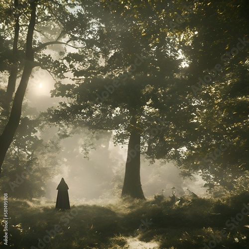 misty morning in the forest