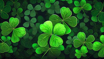 Clover background for St. Patrick Day. Ai render.