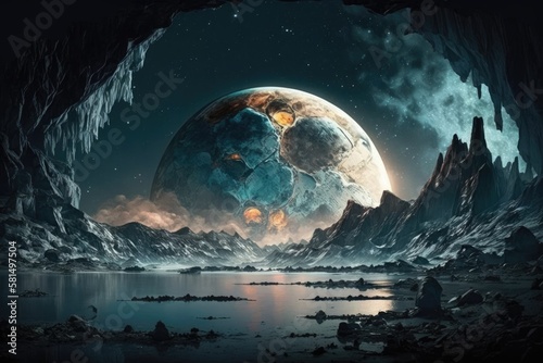 Stunning moon wallpaper. Generative AI