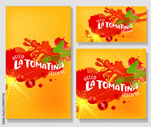 La Tomatina festival banner. La Tomatina in Spain. tomato fight. tomato battle photo