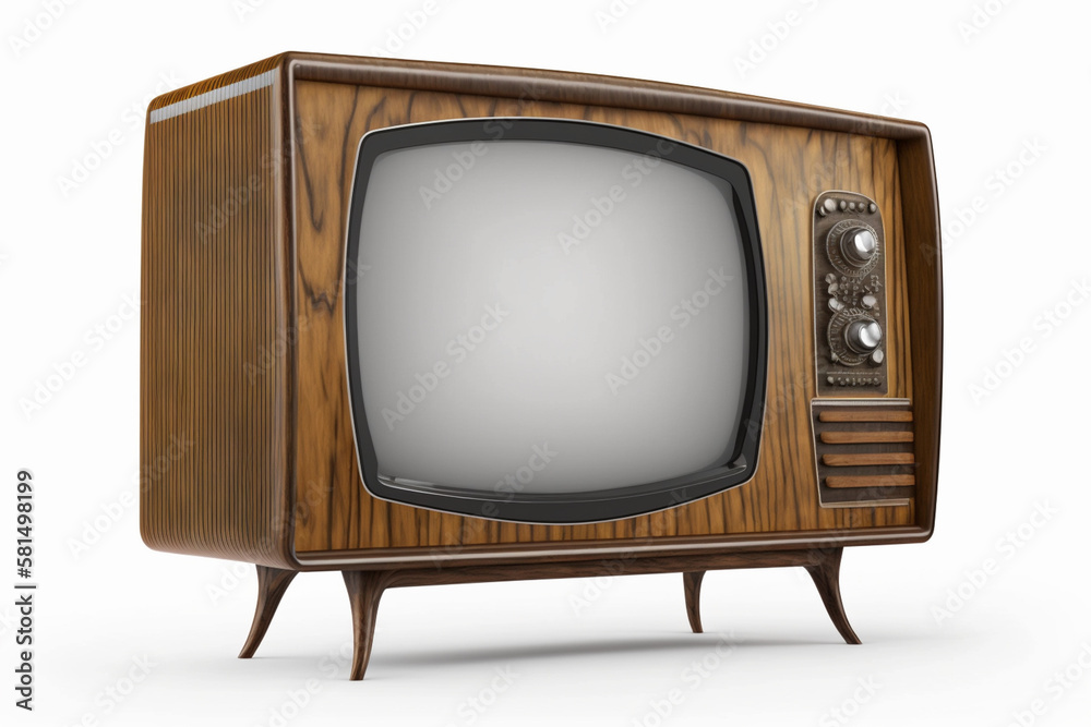 A vintage tv isolated on a white background