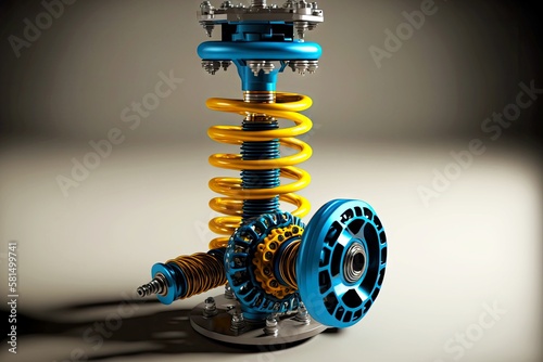 car hybrid of parts engineering solons car shock absorber, created with generative ai photo