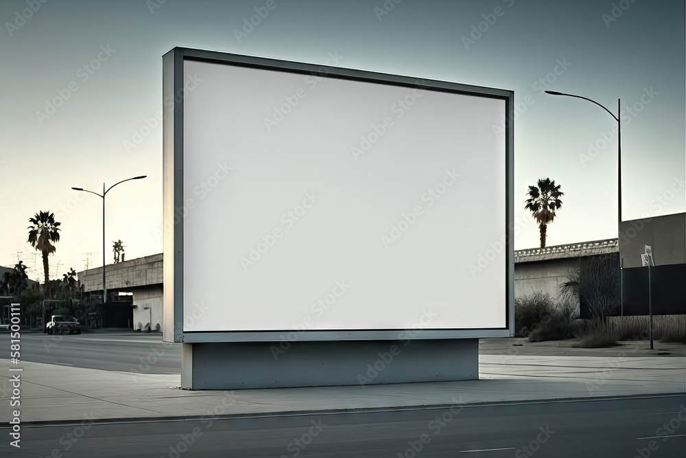 Fototapeta premium AI generated Blank billboard on the street