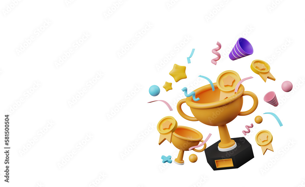 Φωτογραφία 3d render, Golden Trophy champion cup on pastel background, winner cup, business concept, winning prize for celebration in cartoon style, champion reward prize