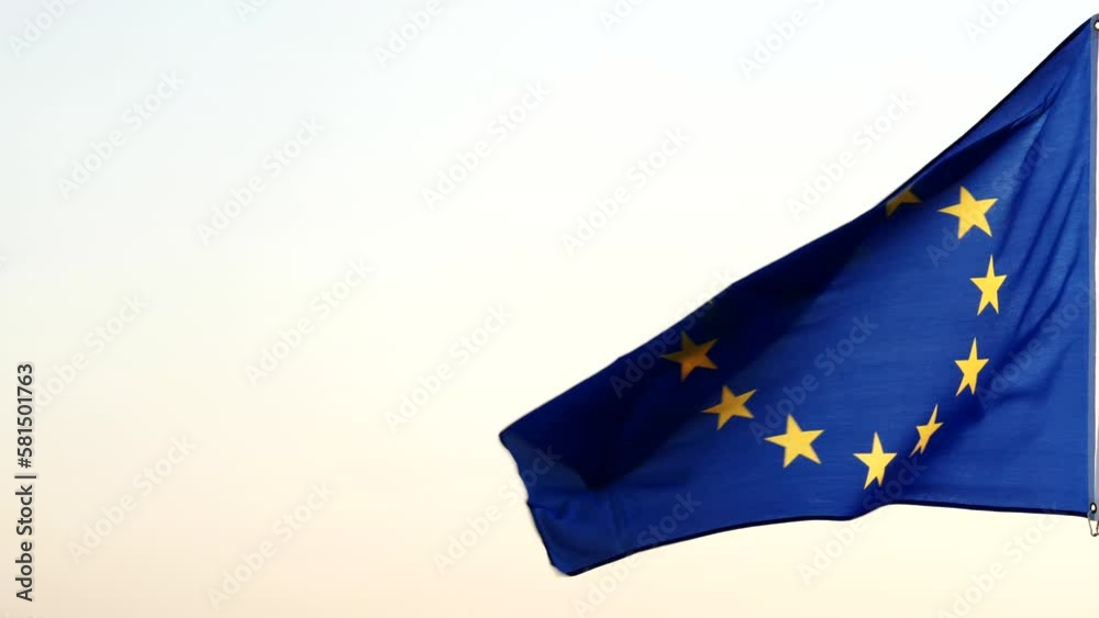 Flag of Europe or European Union Flag with twelve golden stars circle ...
