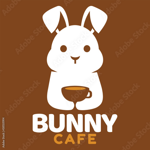 Modern mascot flat design simple minimalist cute rabbit bunny logo icon design template vector with modern illustration concept style for cafe, coffee shop, restaurant, badge, emblem and label