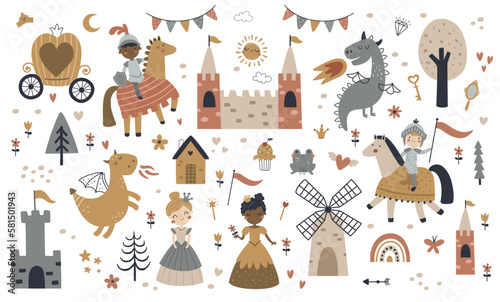 vector set of cute fairy tale images