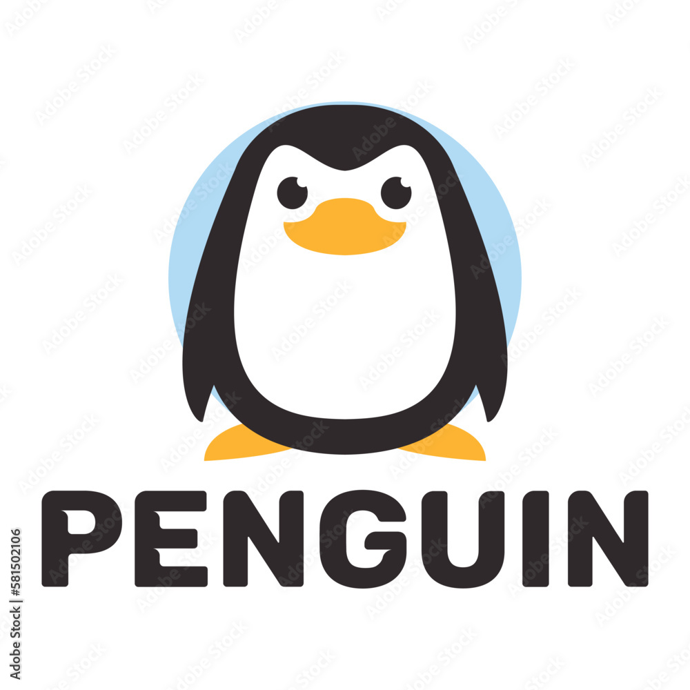 Naklejka premium Modern vector flat design simple minimalist logo template of penguin head mascot character vector collection for brand, emblem, label, badge. Isolated on white background.
