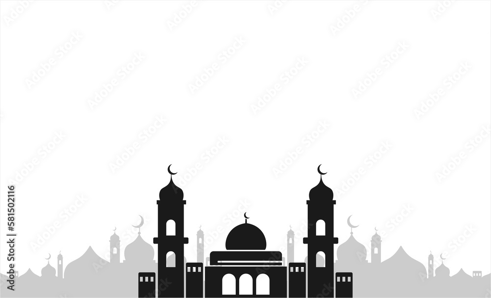 black mosque silhouette for islamic design template