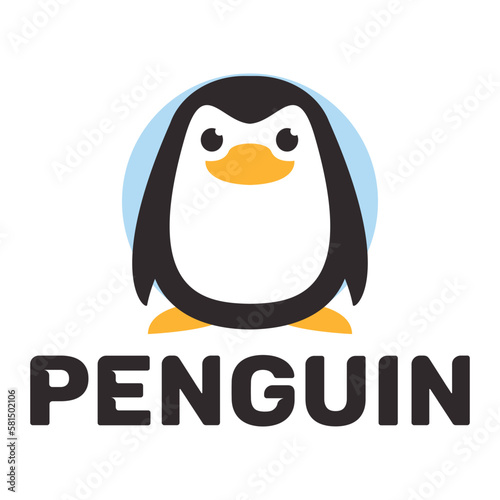 Modern vector flat design simple minimalist logo template of penguin head mascot character vector collection for brand, emblem, label, badge. Isolated on white background.