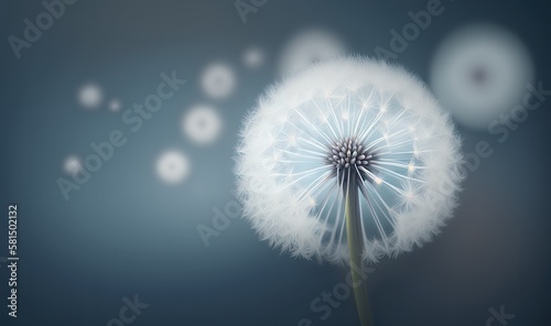 A dandelion with soft focus on blurred background. generative ai.