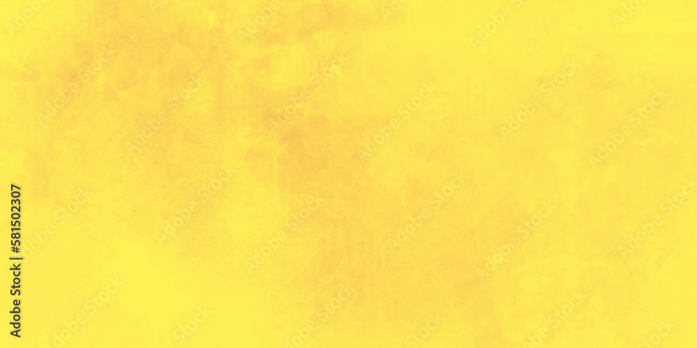 Luxury gold ink and watercolor textures on yellow paper background. Dry and wet brush stroke effects. Yellow grunge vector design