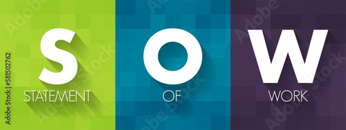 SOW Statement Of Work - document routinely employed in the field of project management, acronym text concept background