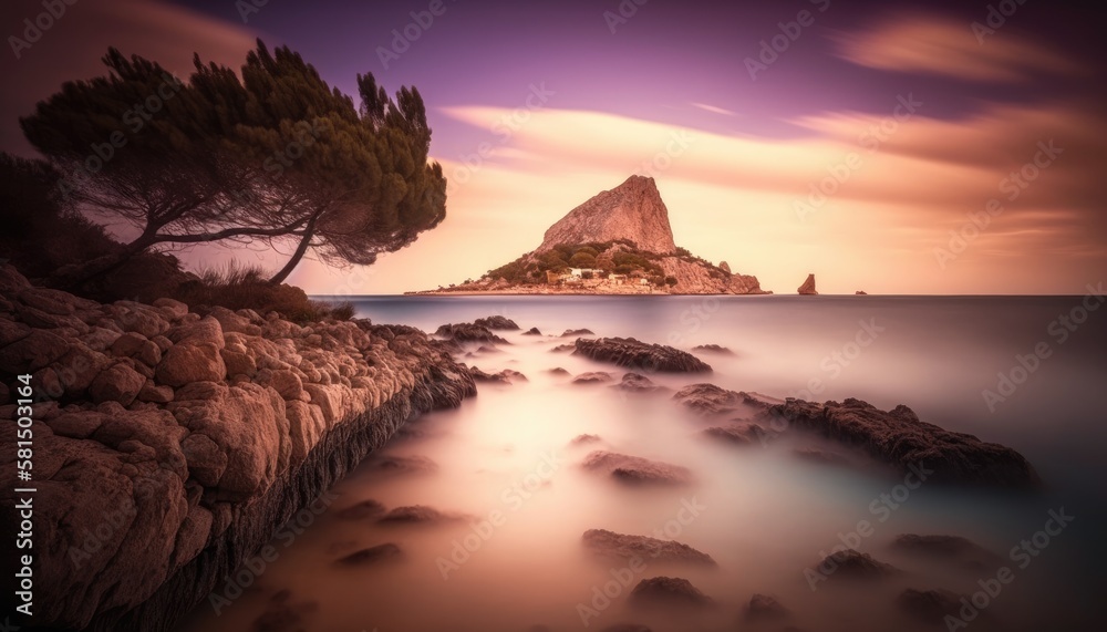 Ibiza, Mediterranean Sea. Journey through incredibly beautiful Spain. Generative AI