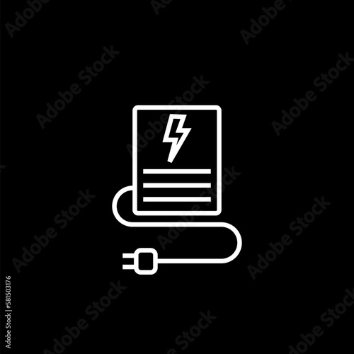 Line Uninterruptible power supply UPS icon isolated on black background. 