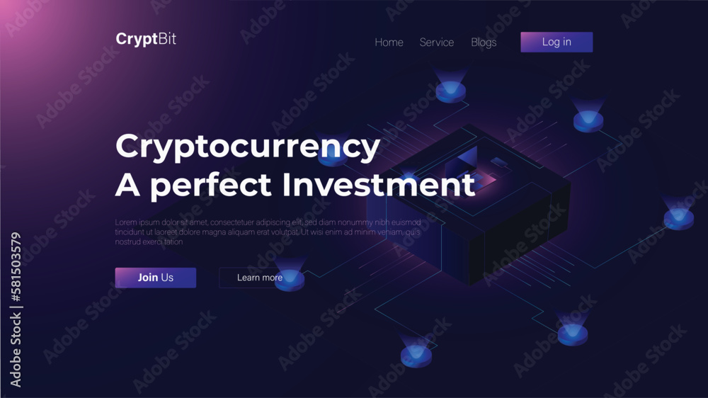 Naklejka premium Crypto landing page design