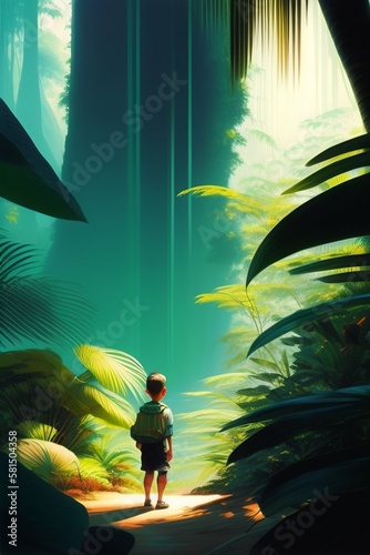 Photo boy lost in a jungle by syd mead