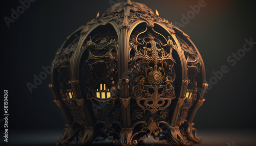 ornate Arcade Ghostcore, landscape Simulation, Soft focus, Sculpture black colors, Metalcore Generative AI photo