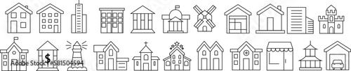 vector icons of buildings 
