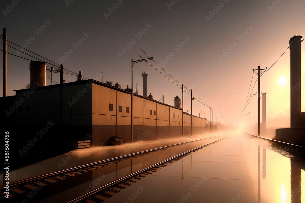 factory concept art illustrtion. Generative ai. factory concept art illustrtion. Generative ai.