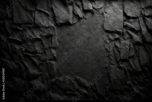 black stone grunge texture. Background with a rough black wall texture. Background of a black paper sheet. rough gradient overlay surface roughness of black stone. Generative AI